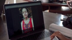 Phorn Sreyroth, 27, talks to VOA Khmer via video call sharing her concern on pregnancy care during COVID-19, on April 02, 2020. (Hean Socheata/ VOA Khmer)