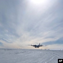 The specially-fitted plane Robin Bell and her scientific colleagues used to plot the buried Antarctic mountain range.