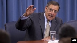 Defense Secretary Leon Panetta talks during a news conference at the Pentagon, June 29, 2012.