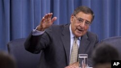 U.S. Defense Secretary Leon Panetta talks during a news conference at the Pentagon, June 29, 2012.
