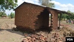 A house damaged by floods in Phalombe district. (Lameck Masina for VOA News)