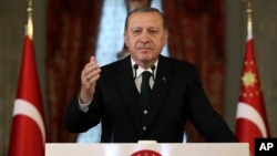 Turkey's President Recep Tayyip Erdogan launches a scathing attack, Oct. 22, 2017, on its Western allies, warning Ankara would respect its strategic alliances with its partners as long as those countries respected the law. 