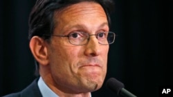 House Majority Leader Eric Cantor, R-Va., delivers a concession speech in Richmond, Va., Tuesday, June 10, 2014. 