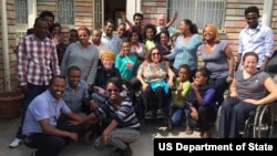 Judith Heumann with staff of the Ethiopian Center for Disability and Development - ECDD in Addis Ababa, Ethiopia.