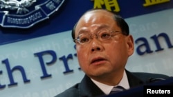 FILE - Hong Kong's Commissioner of Police Andy Tsang speaks during a news conference in Hong Kong.