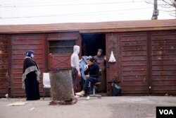 In addition to living in tents, Syrian families have also been camping out in unused freight cars. (Jamie Dettmer for VOA)
