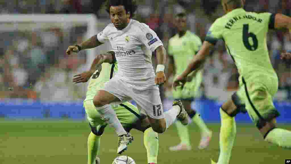 Marcelo du Real Madrid face à l'équipe de Manchester, le 4 mai 2016.