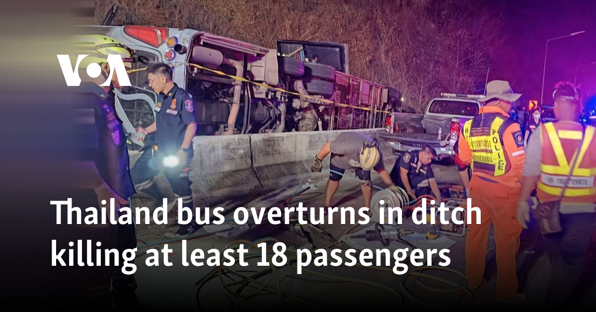 Thailand bus overturns in ditch killing at least 18 passengers