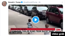 Ispod tweeta Donalda Trumpa Twitter je stavio oznaku da je riječ o medijskoj manipulaciji