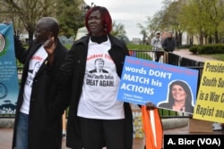 Protestors gathered in Washington D.C. to protest the ongoing war in South Sudan, April 16, 2018.