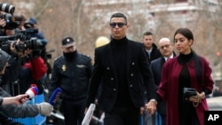 Cristiano Ronaldo llega a la corte de Madrid, el martes 22 de enero de 2019, antes de declararse culpable de fraude fiscal. Los cargos derivan del tiempo en que jugó con el Real Madrid.
