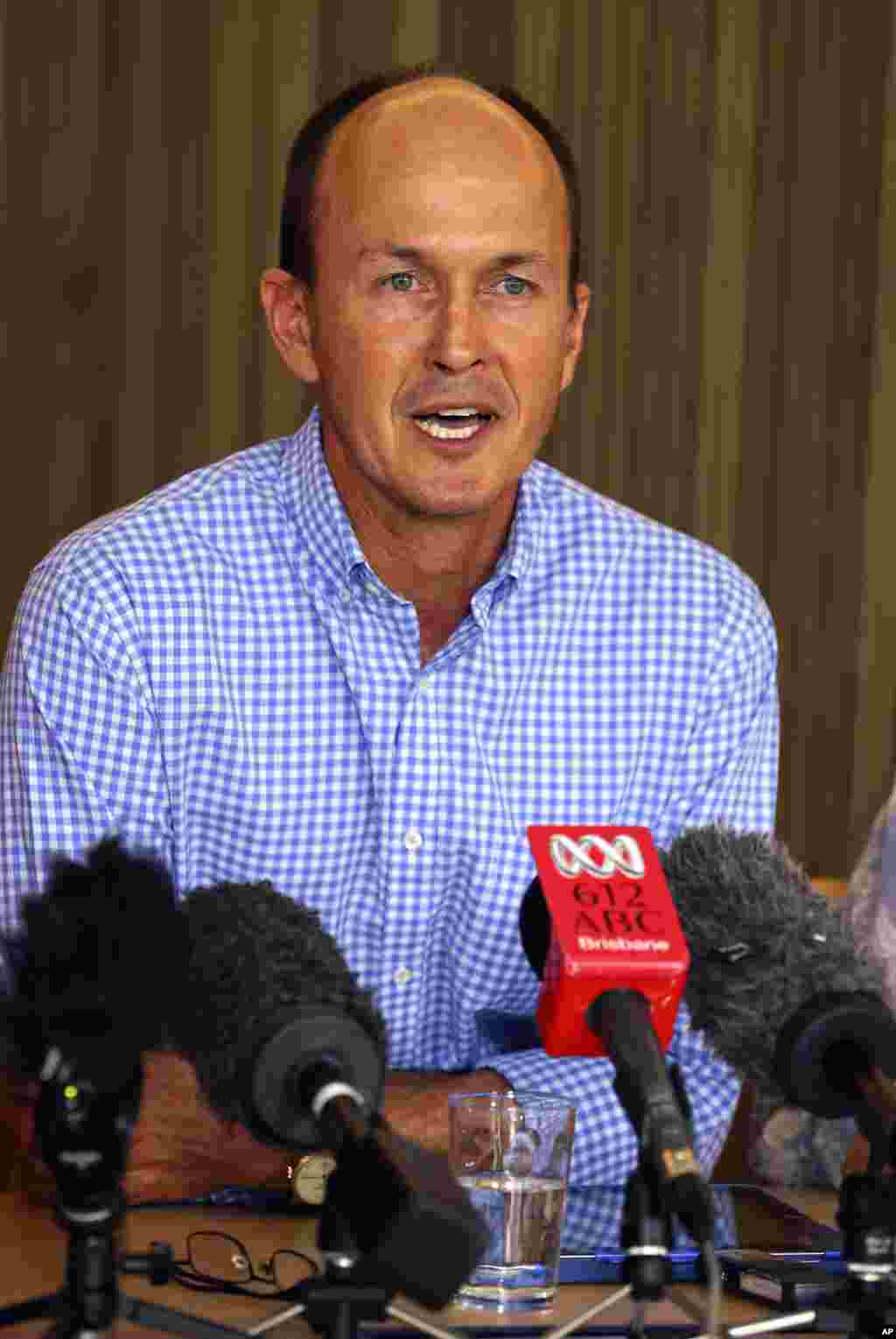 Andrew Greste, brother of Australian journalist Peter Greste, speaks to the media at a press conference in Brisbane, Australia, Feb. 2, 2015.