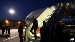 U.S. Secretary of State John Kerry arrives in Geneva, Switzerland, Sept. 9, 2016.