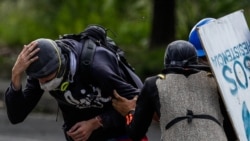 VENEZUELA – Protestors confront members of the National Bolivarian Guard during a demonstration against the vote for a Constituent Assembly in Caracas, Venezuela, July 30, 2017.