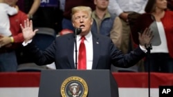 President Donald Trump speaks at a rally, Nov. 4, 2018, in Chattanooga, Tenn.
