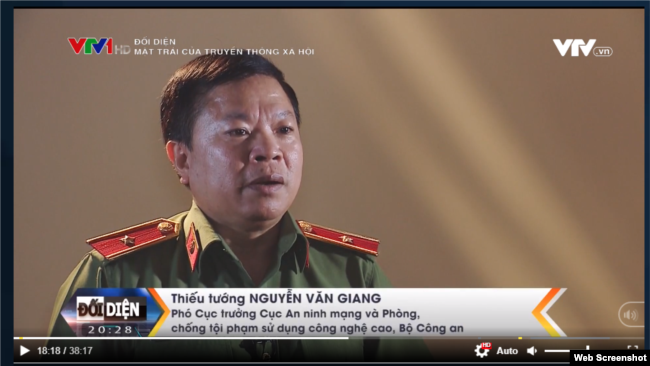 Ông Nguyễn Văn Giang. Chụp từ màn hình của VTV.