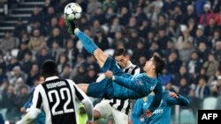 L'attaquant portugais du Real Madrid Cristiano Ronaldo lors du match aller de quart de finale de la Champions League contre la Juventus à Turin, 3 avril 2018. 
