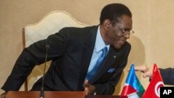 Le président équato-guinéen Teodoro Obiang Nguema Mbasogo à Carthage, près de la capitale tunisienne, Tunis, mardi 27 février 2018.