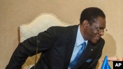 Le président équato-guinéen Teodoro Obiang Nguema Mbasogo à Carthage, Tunis, le 27 février 2018