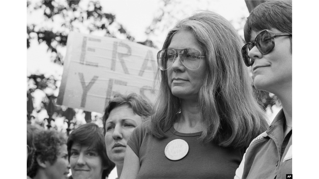 Gloria Steinem of the National Organization for Women attends an Equal Right Amendment rally outside the White House in this July 4, 1981 file photo.