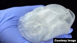 Shown is the 3D printed heart model created by researchers in Carnegie Mellon University's College of Engineering. (Carnegie Mellon/ACS Publications via YouTube) 