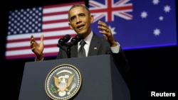 美國總統奧巴馬在布里斯本昆士蘭大學發表演講