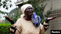 Mary Italo mourns the death of her son Thomas Italo who was killed during the attack at the Westgate Shopping Center in the capital Nairobi, Kenya, Sept. 25, 2013. 