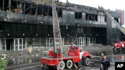 Підпалений терористами стадіон у Донецьку 