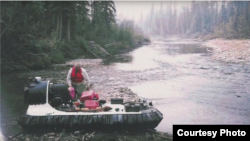 John Sturgeon with his hovercraft near Alaska's Yukon River. The U.S. Supreme Court is considering whether a National Park Service ban on hovercrafts applies in an Alaskan wilderness area where he was cited for using it. 