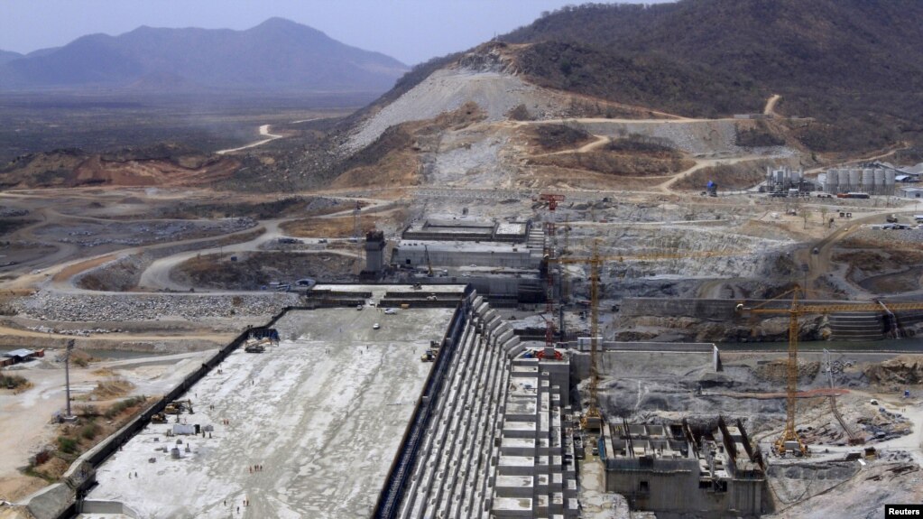 FILE - A general view of Ethiopia's Grand Renaissance Dam, as it undergoes construction, is seen during a media tour along the river Nile in Benishangul Gumuz Region, Guba Woreda, in Ethiopia, March 31, 2015.