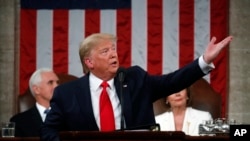 Le président Donald Trump prononce son discours sur l'état de l'Union lors d'une session conjointe du Congrès à Washington, le mardi 4 février 2020. (Leah Millis / Pool via AP)
