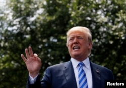 FILE - U.S. President Donald Trump talks to the media after meeting with North Korea's envoy Kim Yong Chol at the White House in Washington, June 1, 2018.