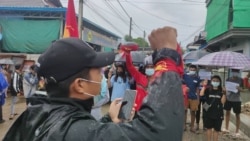 FILE - This handout photo taken and released by Dawei Watch on July 6, 2021, shows protesters taking part in a demonstration against the military coup in Dawei, Myanmar.