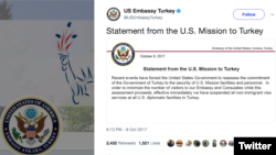 Заява посольства США в Туреччині, поширена через Twitter