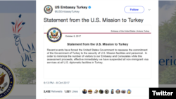 Türkiyədəki ABŞ Missiyasının bəyanatı