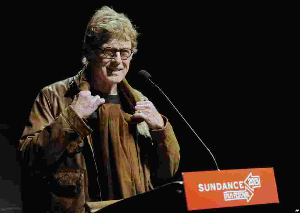 Robert Redford, founder and president of the Sundance Institute, addresses the audience on the opening night premiere of the film &quot;May in the Summer&quot; at the 2013 Sundance Film Festival, January 17, 2013. 