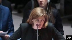 Američka ambasadorka u UN-u Samanta Pauer govori posle usvajanja rezolucije o Siriji