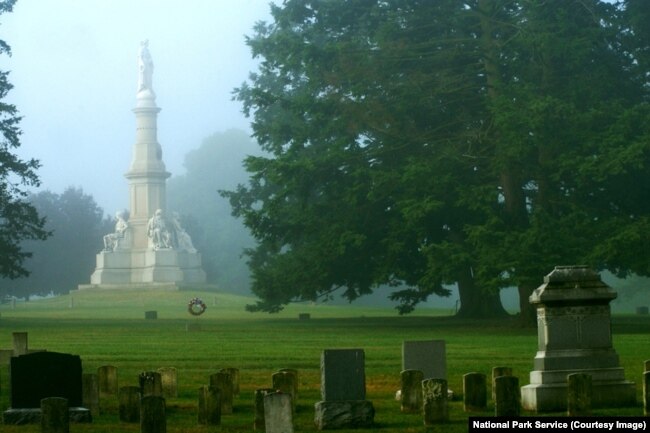 A quiet early in the Soldiers' National Cemetery.