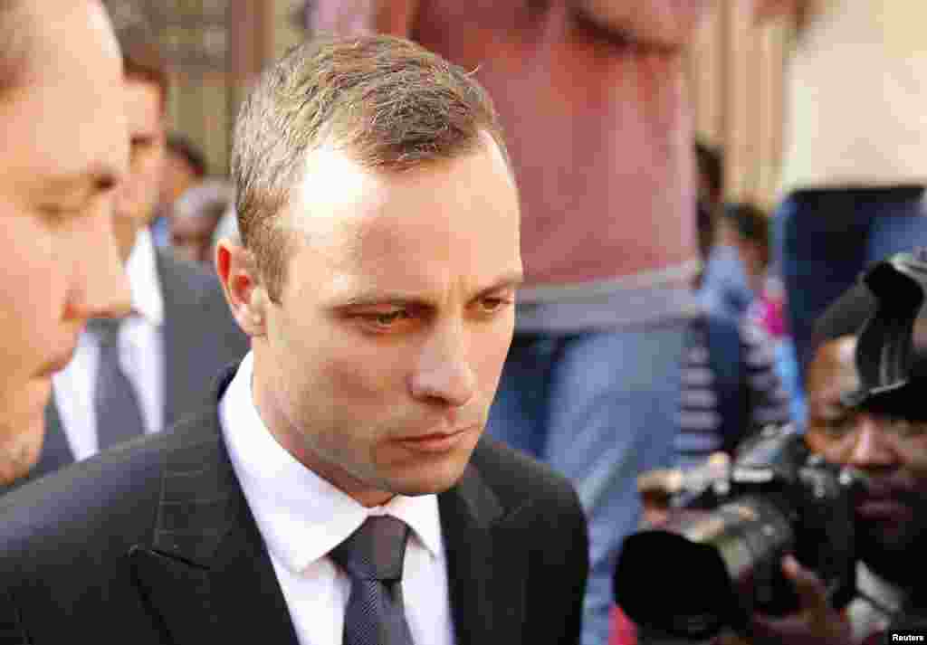 Oscar Pistorius outside the North Gauteng High Court in Pretoria, April 10, 2014.