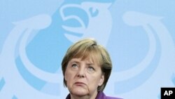 German Chancellor Angela Merkel in Berlin, Germany, Tuesday, Sept. 13, 2011