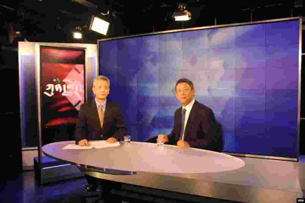 Kunleng host Dorje Tsetan and Senior editor Tsetan Wangchuk before Kuleng taping.