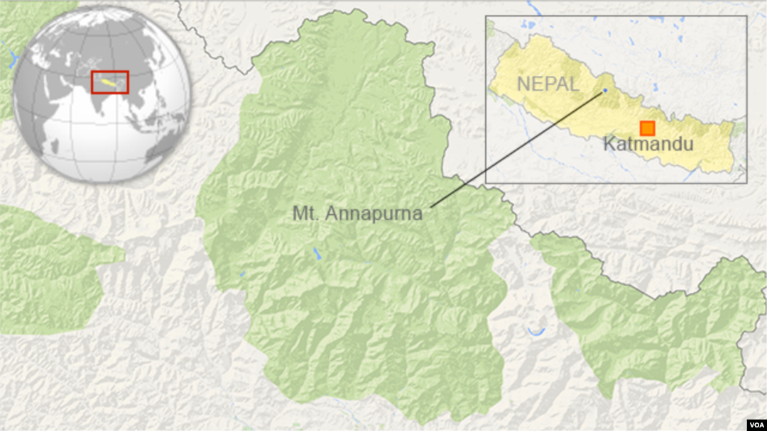 Mt. Annapurna in Nepal, site of avalanche