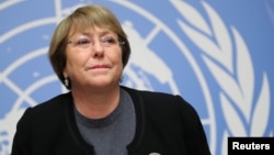 U.N. High Commissioner for Human Rights Michelle Bachelet attends a news conference at the United Nations in Geneva, Switzerland, Dec. 5, 2018. 