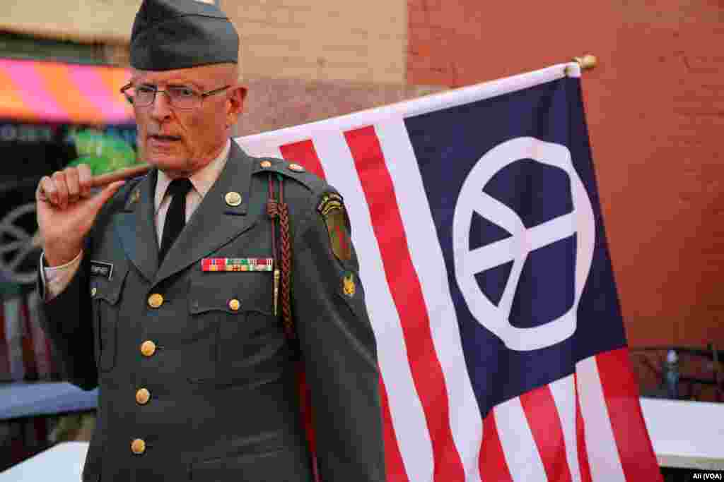 A protester in downtown Cleveland, July 19, 2015. The Republican National Convention is being held at the Quicken Loans Arena, culminating with a speech by Republican presidential nominee Donald Trump on Thursday.