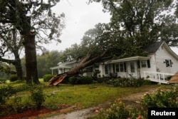 Stabla oborena na kuću tokom udara uragana Florens na Vilson, Severna Karolina, 14. septembra 2018.