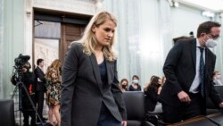 Former Facebook employee and whistleblower Frances Haugen arrives to testify during a Senate Committee on Commerce, Science, and Transportation hearing on Capitol Hill on Tuesday, Oct. 5, 2021, in Washington. (Jabin Botsford/The Washington Post via AP, Po