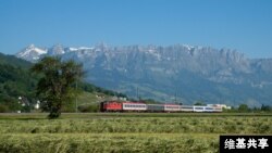 瑞士东北部行驶在布克斯市与森瓦德市之间的火车（2010年）