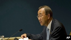 The United Nations Secretary General Ban Ki-moon addresses the United Nations General Assembly at the United Nations in New York, 19 Aug 2010 (file photo)