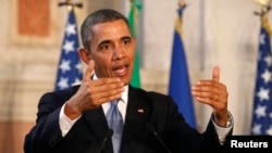 Tổng thống Obama nói chuyện tại một cuộc họp báo ở Rome 27/3/14