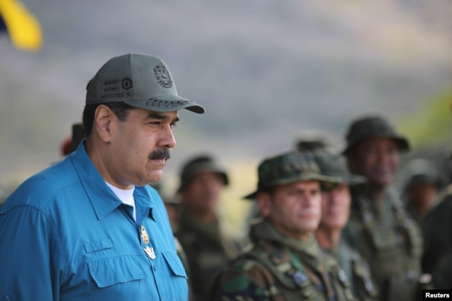 Venezuela's President Nicolas Maduro attends a military exercise in Turiamo, Venezuela, Feb. 3, 2019. (Miraflores Palace/Handout via Reuters)
